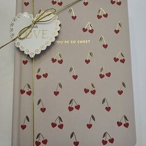 New James Burke Hardcover Notebook 6 X 8 Valentines Heart Cherries